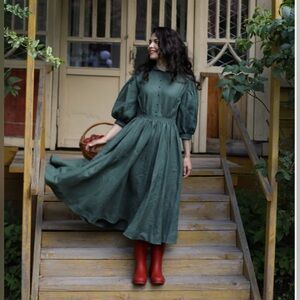 🤍Little Women Atelier Meg Dress Linen Midi | Cottagecore 🤍